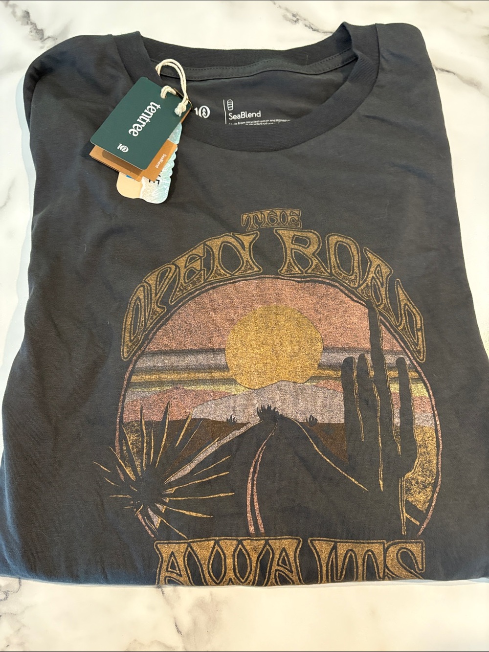 Tentree Men's 'Open Road Awaits' Graphic Tee — Charcoal